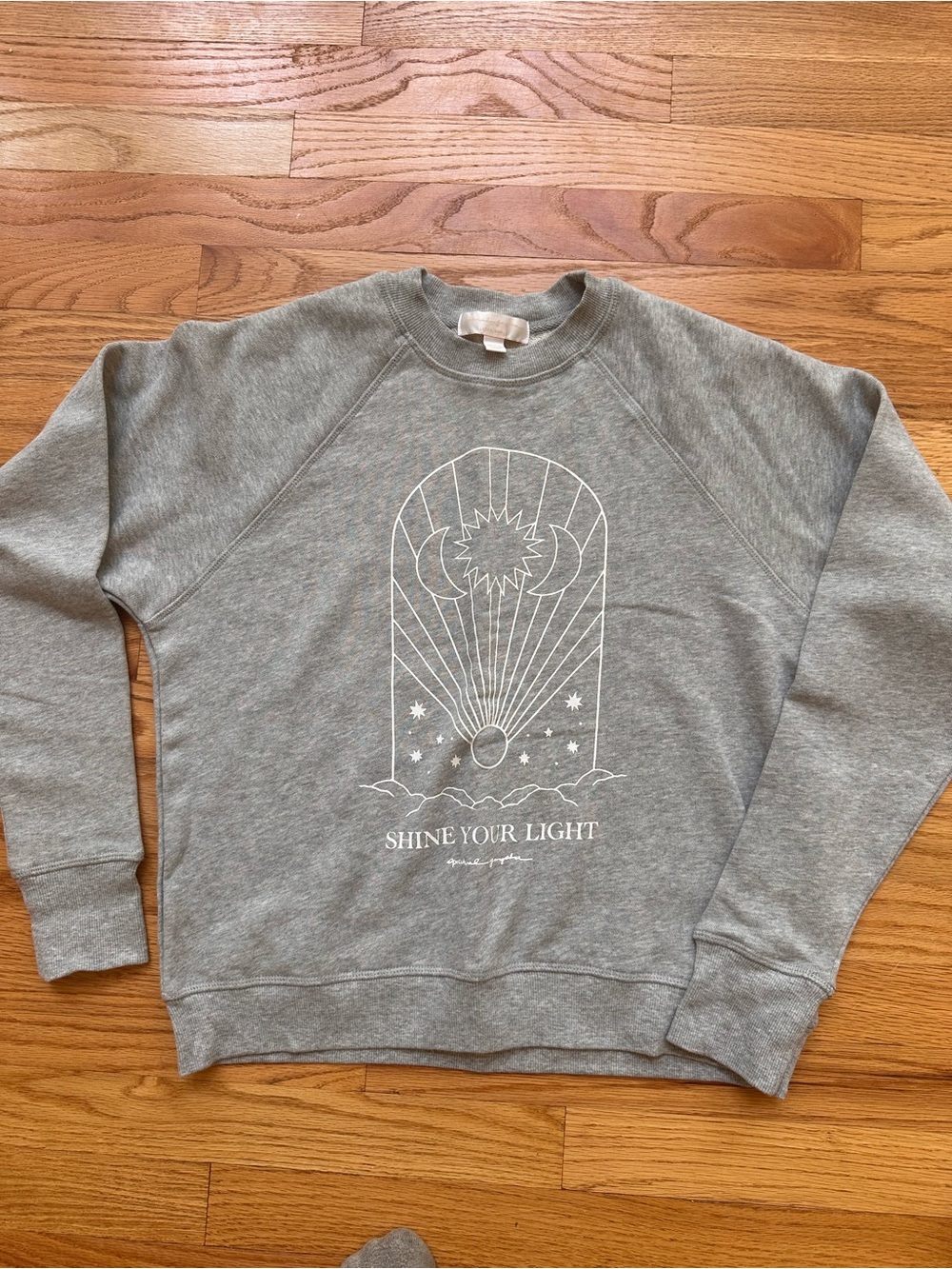 Spiritual Gangster Gray 'Shine Your Light' Graphic Crew Sweatshirt